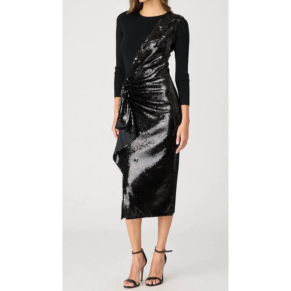 Shoshanna Black Sequin Midi Dress Brand New with Tags size L